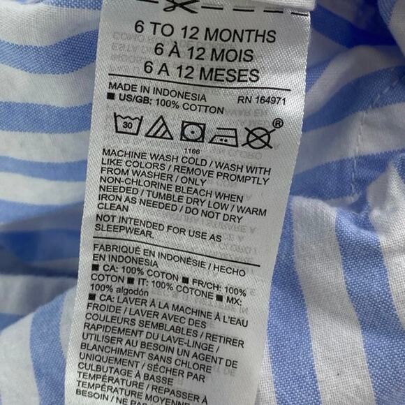 Janie & Jack Striped Cabana Baby Blue White Button Down Matching Set Size 6-12M - Picture 7 of 7